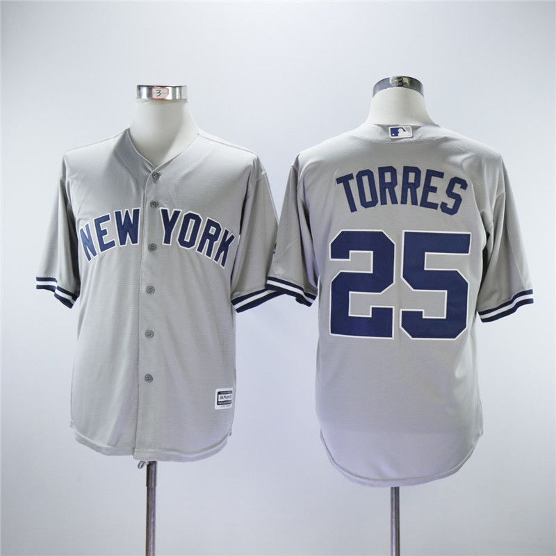 Men New York Yankees #25 Torres Grey MLB Jerseys->new york yankees->MLB Jersey